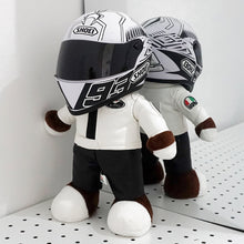 Load image into Gallery viewer, Funny Motorcycle Bear Helmet Leather Plush Stuffed Toys Full Helmet Decoration Tension Bear Tail Box Ornament Gifts Motorbike Accessories
