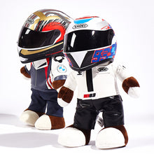 Load image into Gallery viewer, Funny Motorcycle Bear Helmet Leather Plush Stuffed Toys Full Helmet Decoration Tension Bear Tail Box Ornament Gifts Motorbike Accessories
