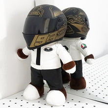 Load image into Gallery viewer, Funny Motorcycle Bear Helmet Leather Plush Stuffed Toys Full Helmet Decoration Tension Bear Tail Box Ornament Gifts Motorbike Accessories
