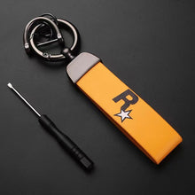 Load image into Gallery viewer, Nylon Webbing Strap Keychain Durable Key Strap Muti-Pendant Key Holder Keyfob Game Yellow GTA Auto 5 Keychain For Fans Key Ring
