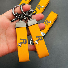 Load image into Gallery viewer, Nylon Webbing Strap Keychain Durable Key Strap Muti-Pendant Key Holder Keyfob Game Yellow GTA Auto 5 Keychain For Fans Key Ring
