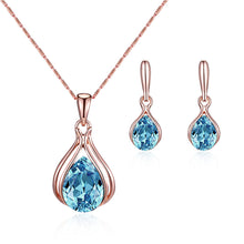 Load image into Gallery viewer, Alloy Rhinestone Pendant Necklace Earrings Set Fashionable Minimalist Necklace Earrings Women Jewelry Set
