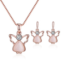Load image into Gallery viewer, Alloy Rhinestone Pendant Necklace Earrings Set Fashionable Minimalist Necklace Earrings Women Jewelry Set
