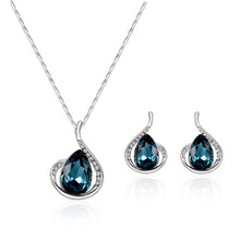 Load image into Gallery viewer, Oval Crystal Pendant Necklace Earrings Set Versatile Minimalist Diamond Necklace Earrings Alloy Jewelry Set
