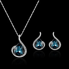 Load image into Gallery viewer, Oval Crystal Pendant Necklace Earrings Set Versatile Minimalist Diamond Necklace Earrings Alloy Jewelry Set
