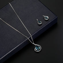 Load image into Gallery viewer, Oval Crystal Pendant Necklace Earrings Set Versatile Minimalist Diamond Necklace Earrings Alloy Jewelry Set
