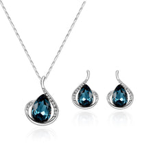 Load image into Gallery viewer, Oval Crystal Pendant Necklace Earrings Set Versatile Minimalist Diamond Necklace Earrings Alloy Jewelry Set
