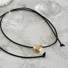 Load image into Gallery viewer, Black Cord Heart Shaped Pendant Necklace Simple Versatile Drawstring Necklace Clavicle Chain Women Jewelry
