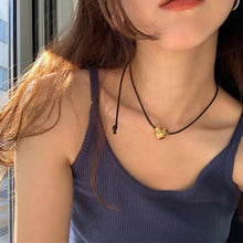 Load image into Gallery viewer, Black Cord Heart Shaped Pendant Necklace Simple Versatile Drawstring Necklace Clavicle Chain Women Jewelry

