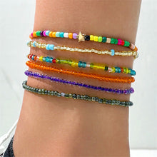 Load image into Gallery viewer, 6pcs/set Glass Rice Bead Anklet Versatile Creative Beaded Ankle Chain Colorful Beach Anklet Foot Jewelry for Women

