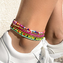 Load image into Gallery viewer, 6pcs/set Glass Rice Bead Anklet Versatile Creative Beaded Ankle Chain Colorful Beach Anklet Foot Jewelry for Women
