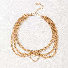 Load image into Gallery viewer, Personalized Geometry Three Layer Anklet Minimalist Snake Shaped Heart Shaped Pendant Alloy Ankle Chain Foot Jewelry
