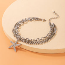 Load image into Gallery viewer, Personalized Geometry Three Layer Anklet Minimalist Snake Shaped Heart Shaped Pendant Alloy Ankle Chain Foot Jewelry

