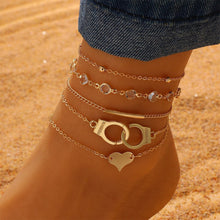 Load image into Gallery viewer, Personalized Minimalist Multi-layer Ankle Chains Leaf Flower Heart-shaped Pendant Alloy Anklet Set Foot Jewelry
