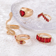 Load image into Gallery viewer, 5pcs/set Snake Shaped Rings Personalized Diamond Ring Set Unique Unadjustable Alloy Rings Jewelry Accessories
