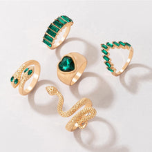Load image into Gallery viewer, 5pcs/set Snake Shaped Rings Personalized Diamond Ring Set Unique Unadjustable Alloy Rings Jewelry Accessories
