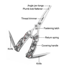 Load image into Gallery viewer, Multifunctional Lure Pliers Camo Curved Nose Stainless Steel Scissors Control Fish Pliers With Knife Open Steel Ring Cutting Line Fishing Tools
