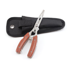Load image into Gallery viewer, Multifunctional Lure Pliers Camo Curved Nose Stainless Steel Scissors Control Fish Pliers With Knife Open Steel Ring Cutting Line Fishing Tools
