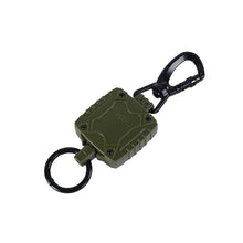 Load image into Gallery viewer, 1PC Catalpa Alloy Metal Buckle Key Chain Portable Anti-Theft Square Badge Reel With Retractable Steel Wire Outdoor Camping Climbing Fishing Supplies
