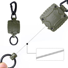Load image into Gallery viewer, 1PC Catalpa Alloy Metal Buckle Key Chain Portable Anti-Theft Square Badge Reel With Retractable Steel Wire Outdoor Camping Climbing Fishing Supplies
