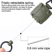 Load image into Gallery viewer, 1PC Catalpa Alloy Metal Buckle Key Chain Portable Anti-Theft Square Badge Reel With Retractable Steel Wire Outdoor Camping Climbing Fishing Supplies
