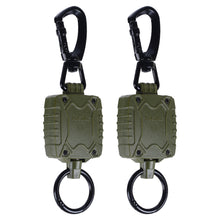 Load image into Gallery viewer, 1PC Catalpa Alloy Metal Buckle Key Chain Portable Anti-Theft Square Badge Reel With Retractable Steel Wire Outdoor Camping Climbing Fishing Supplies
