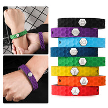 Load image into Gallery viewer, Hexagon Grain Silicone Negative Ion Bracelet Anti-Static Black Technology Energy Sport Adjustable Bracelet Basketball Star Model
