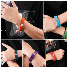 Load image into Gallery viewer, Hexagon Grain Silicone Negative Ion Bracelet Anti-Static Black Technology Energy Sport Adjustable Bracelet Justice League Superhero Style

