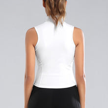 Load image into Gallery viewer, Women Slim-Fit Sports Sleeveless Standing Tie Zipper Vest Running Fitness Stretch Tight Vest Wadding Sweat Quick Drying Yoga Clothes
