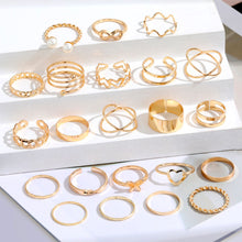 Load image into Gallery viewer, 18pcs/22pcs/23pcs x Rings Pink Pearl Love Ring Ring Opening Adjustable Index Finger Ring Female Tail Ring Women Accessories
