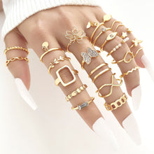 Load image into Gallery viewer, 18pcs/22pcs/23pcs x Rings Pink Pearl Love Ring Ring Opening Adjustable Index Finger Ring Female Tail Ring Women Accessories
