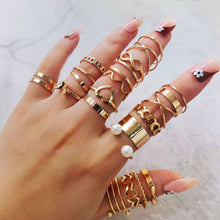 Load image into Gallery viewer, 18pcs/22pcs/23pcs x Rings Pink Pearl Love Ring Ring Opening Adjustable Index Finger Ring Female Tail Ring Women Accessories
