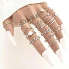 Load image into Gallery viewer, 18pcs/22pcs/23pcs x Rings Pink Pearl Love Ring Ring Opening Adjustable Index Finger Ring Female Tail Ring Women Accessories

