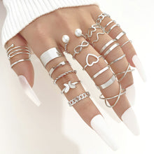 Load image into Gallery viewer, 18pcs/22pcs/23pcs x Rings Pink Pearl Love Ring Ring Opening Adjustable Index Finger Ring Female Tail Ring Women Accessories

