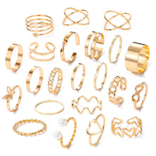 Load image into Gallery viewer, 18pcs/22pcs/23pcs x Rings Pink Pearl Love Ring Ring Opening Adjustable Index Finger Ring Female Tail Ring Women Accessories
