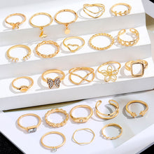Load image into Gallery viewer, 18pcs/22pcs/23pcs x Rings Pink Pearl Love Ring Ring Opening Adjustable Index Finger Ring Female Tail Ring Women Accessories
