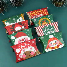 Load image into Gallery viewer, 10Pcs Christmas Candy Pillow Shape Box Handmade Biscuit Santa Claus Packaging Boxes Party Supplies
