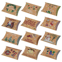Load image into Gallery viewer, 10Pcs Christmas Candy Pillow Shape Box Handmade Biscuit Santa Claus Packaging Boxes Party Supplies
