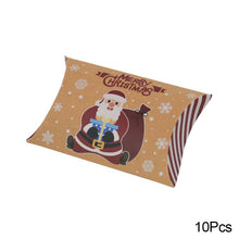 Load image into Gallery viewer, 10Pcs Christmas Candy Pillow Shape Box Handmade Biscuit Santa Claus Packaging Boxes Party Supplies
