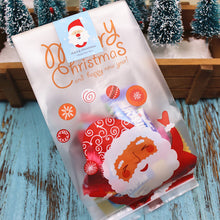 Load image into Gallery viewer, 50Pcs Flat Style Christmas Santa Claus Cookie Candy Bags DIY Gift Packaging Bags Xmas Party Decoration Favors

