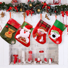 Load image into Gallery viewer, 1Pc New Year Christmas Stockings Socks with Snowman Santa Elk Bear Printing Xmas Candy Gift Bag Fireplace Xmas Tree Decoration
