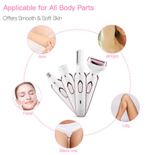 Load image into Gallery viewer, 4 in 1 Electric Painless Razor Lady Shaver for Women USB Charging Bikini Trimmer Portable Whole Body Waterproof Wet &amp; Dry Using

