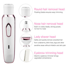 Load image into Gallery viewer, 4 in 1 Electric Painless Razor Lady Shaver for Women USB Charging Bikini Trimmer Portable Whole Body Waterproof Wet &amp; Dry Using
