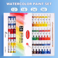 Load image into Gallery viewer, 12/24/36colors Watercolor Paint Set in Tubes Art Academy Gouache Pigment Kit 5ml/Tube Watercolor Pigment for Artistic Students Beginners
