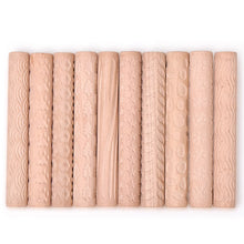 Load image into Gallery viewer, Wooden Texture Rolling Pin Ceramic Pottery Art Embossed Rod Flower Pattern Mud Embossing Rolling Stick DIY Clay Craft Tool
