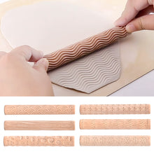 Load image into Gallery viewer, Wooden Texture Rolling Pin Ceramic Pottery Art Embossed Rod Flower Pattern Mud Embossing Rolling Stick DIY Clay Craft Tool
