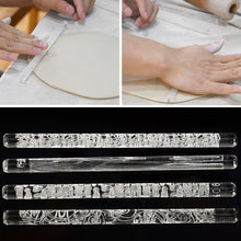 Load image into Gallery viewer, Acrylic Texture Rolling Pin Ceramic Pottery Art Embossed Rod Flower Pattern Mud Embossing Rolling Stick DIY Clay Craft Tool
