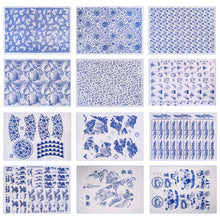 Load image into Gallery viewer, Pottery Art Transfer Paper Underglaze Paper Ceramics Clay Flower Paper Blue and White Porcelain Decal Paper 47*35CM

