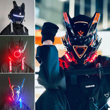 Load image into Gallery viewer, Cyberpunk LED Mask Technology Sense Cyberpunk Luminous Mask Helmet Science Fiction Helmet Mechanical Helmet Role Play Music Festival
