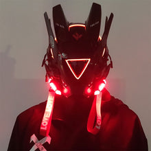 Load image into Gallery viewer, Cyberpunk LED Mask Technology Sense Cyberpunk Luminous Mask Helmet Science Fiction Helmet Mechanical Helmet Role Play Music Festival
